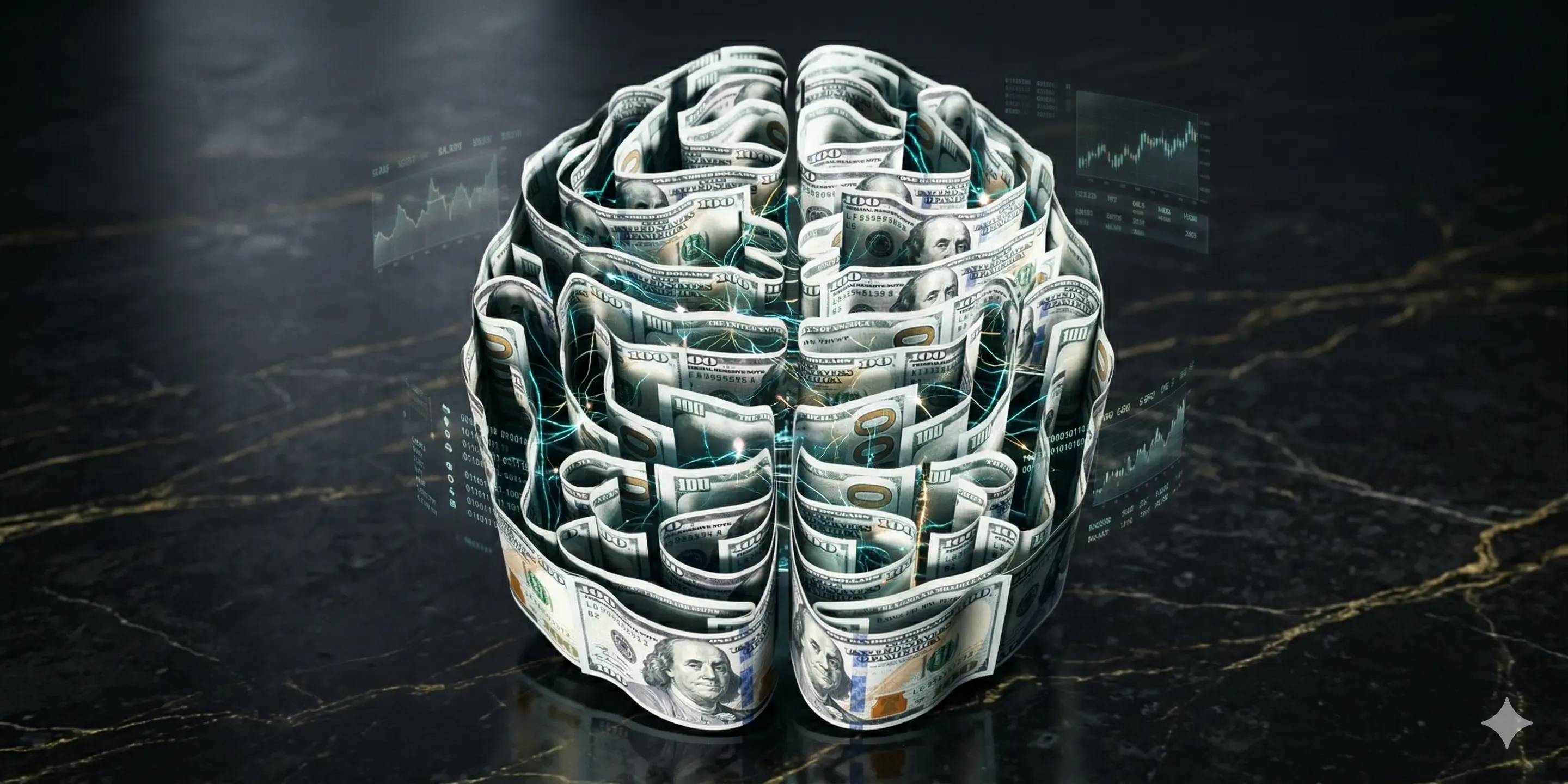 Illustration of a brain shaped paper bills